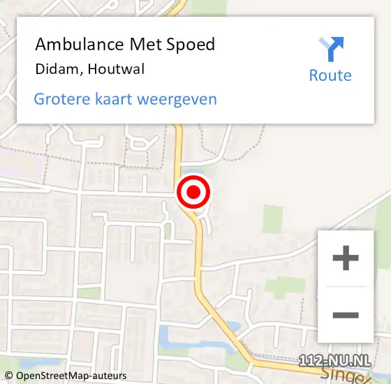 Locatie op kaart van de 112 melding: Ambulance Met Spoed Naar Didam, Houtwal op 12 november 2017 17:38