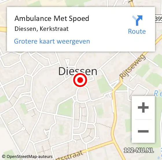 Locatie op kaart van de 112 melding: Ambulance Met Spoed Naar Diessen, Kerkstraat op 12 november 2017 17:50