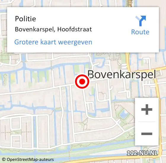 Locatie op kaart van de 112 melding: Politie Bovenkarspel, Hoofdstraat op 12 november 2017 18:21