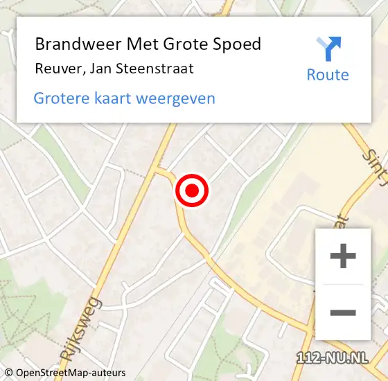 Locatie op kaart van de 112 melding: Brandweer Met Grote Spoed Naar Reuver, Jan Steenstraat op 12 november 2017 18:26