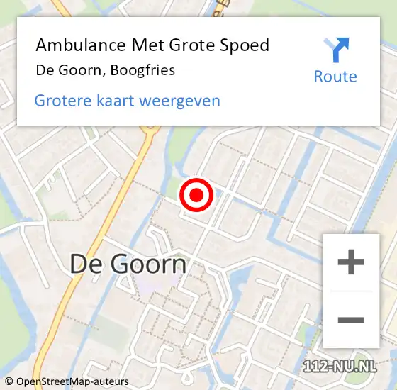 Locatie op kaart van de 112 melding: Ambulance Met Grote Spoed Naar De Goorn, Boogfries op 12 november 2017 18:40