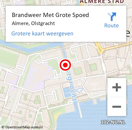 Locatie op kaart van de 112 melding: Brandweer Met Grote Spoed Naar Almere, Olstgracht op 12 november 2017 19:06