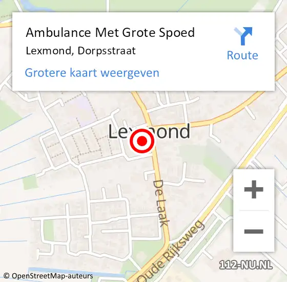 Locatie op kaart van de 112 melding: Ambulance Met Grote Spoed Naar Lexmond, Dorpsstraat op 12 november 2017 19:11