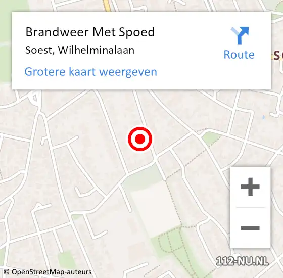 Locatie op kaart van de 112 melding: Brandweer Met Spoed Naar Soest, Wilhelminalaan op 12 november 2017 19:16