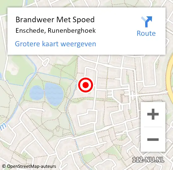 Locatie op kaart van de 112 melding: Brandweer Met Spoed Naar Enschede, Runenberghoek op 12 november 2017 19:23