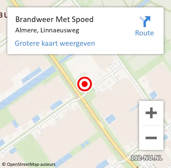 Locatie op kaart van de 112 melding: Brandweer Met Spoed Naar Almere, Linnaeusweg op 12 november 2017 19:34
