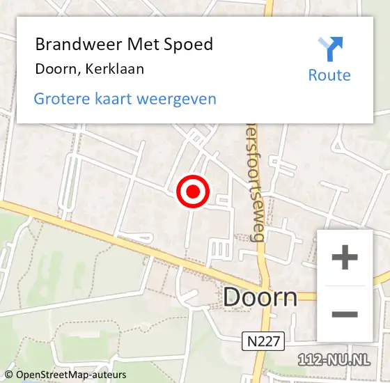 Locatie op kaart van de 112 melding: Brandweer Met Spoed Naar Doorn, Kerklaan op 12 november 2017 19:42