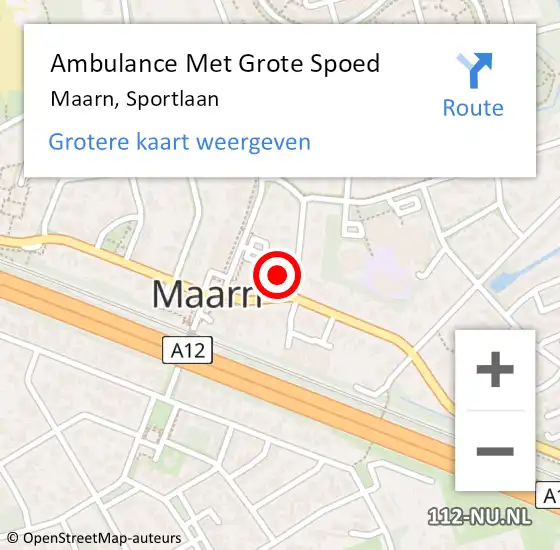 Locatie op kaart van de 112 melding: Ambulance Met Grote Spoed Naar Maarn, Sportlaan op 12 november 2017 20:23