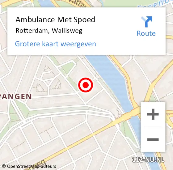 Locatie op kaart van de 112 melding: Ambulance Met Spoed Naar Rotterdam, Wallisweg op 12 november 2017 21:25