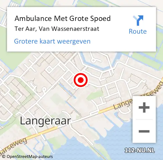 Locatie op kaart van de 112 melding: Ambulance Met Grote Spoed Naar Ter Aar, Van Wassenaerstraat op 12 november 2017 21:32