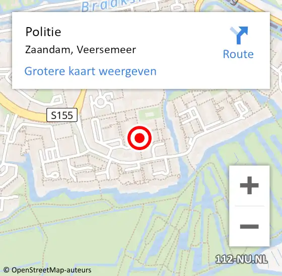 Locatie op kaart van de 112 melding: Politie Zaandam, Veersemeer op 12 november 2017 21:36