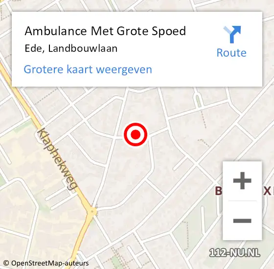 Locatie op kaart van de 112 melding: Ambulance Met Grote Spoed Naar Ede, Landbouwlaan op 12 november 2017 22:09