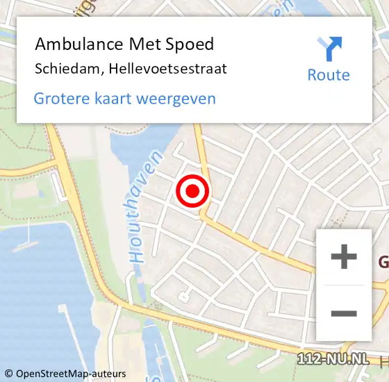 Locatie op kaart van de 112 melding: Ambulance Met Spoed Naar Schiedam, Hellevoetsestraat op 12 november 2017 22:11