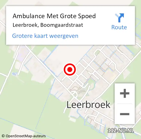 Locatie op kaart van de 112 melding: Ambulance Met Grote Spoed Naar Leerbroek, Boomgaardstraat op 12 november 2017 23:13