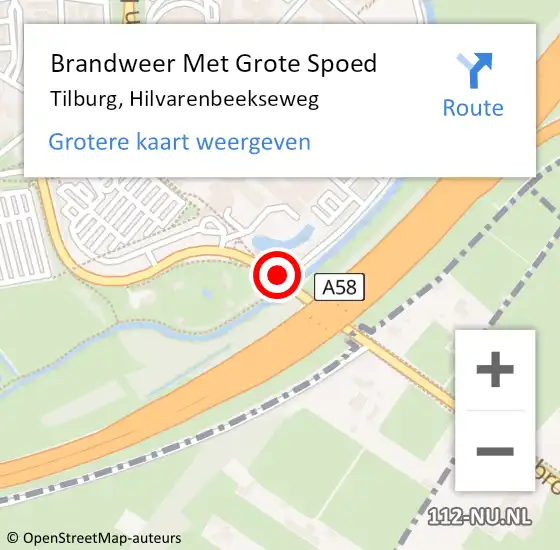 Locatie op kaart van de 112 melding: Brandweer Met Grote Spoed Naar Tilburg, Hilvarenbeekseweg op 12 november 2017 23:56