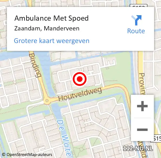 Locatie op kaart van de 112 melding: Ambulance Met Spoed Naar Zaandam, Manderveen op 13 november 2017 01:07