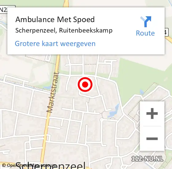 Locatie op kaart van de 112 melding: Ambulance Met Spoed Naar Scherpenzeel, Ruitenbeekskamp op 13 november 2017 01:14