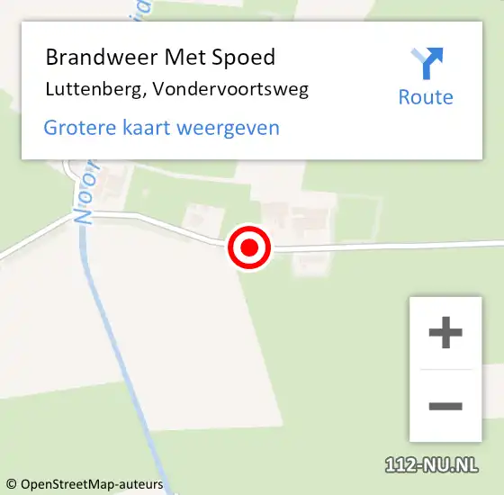 Locatie op kaart van de 112 melding: Brandweer Met Spoed Naar Luttenberg, Vondervoortsweg op 6 februari 2014 19:46