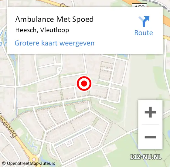 Locatie op kaart van de 112 melding: Ambulance Met Spoed Naar Heesch, Vleutloop op 13 november 2017 03:50