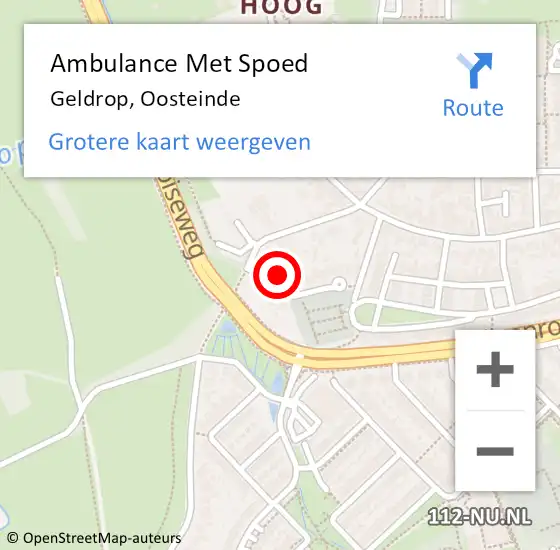 Locatie op kaart van de 112 melding: Ambulance Met Spoed Naar Geldrop, Oosteinde op 13 november 2017 04:15