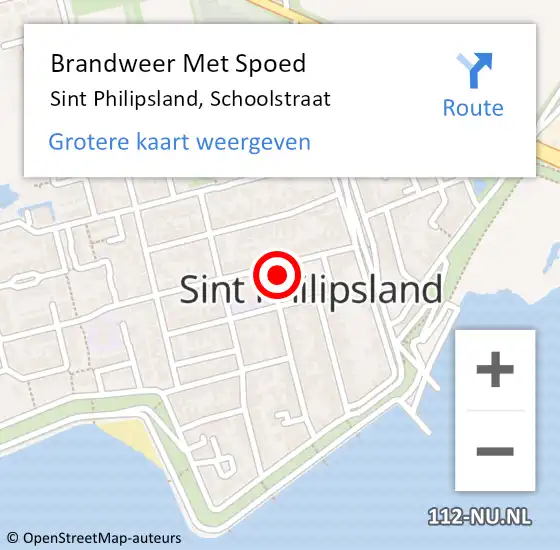 Locatie op kaart van de 112 melding: Brandweer Met Spoed Naar Sint Philipsland, Schoolstraat op 13 november 2017 05:11