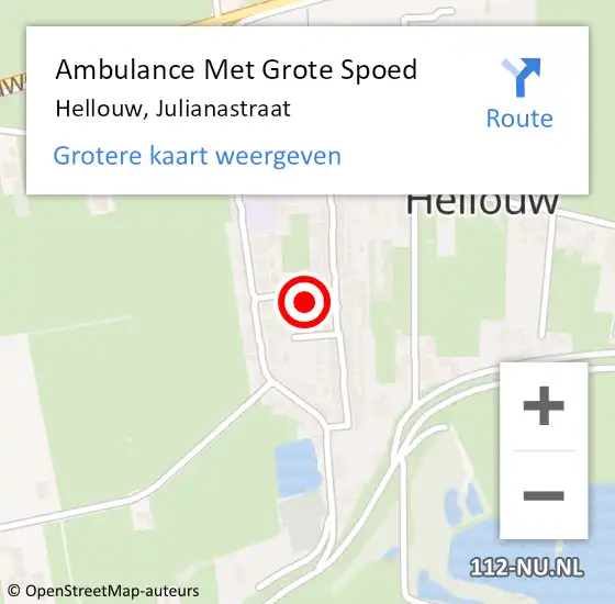 Locatie op kaart van de 112 melding: Ambulance Met Grote Spoed Naar Hellouw, Julianastraat op 13 november 2017 05:45