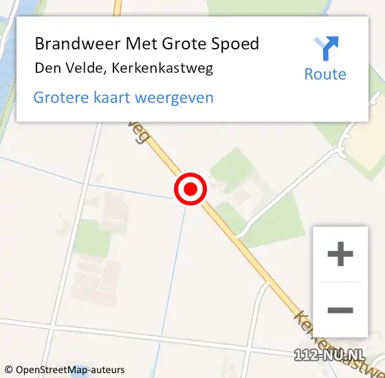 Locatie op kaart van de 112 melding: Brandweer Met Grote Spoed Naar Den Velde, Kerkenkastweg op 6 februari 2014 19:54