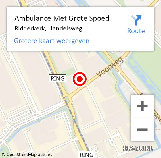 Locatie op kaart van de 112 melding: Ambulance Met Grote Spoed Naar Ridderkerk, Handelsweg op 13 november 2017 07:49