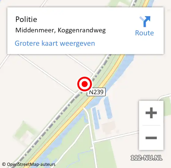 Locatie op kaart van de 112 melding: Politie Middenmeer, Koggenrandweg op 13 november 2017 08:06