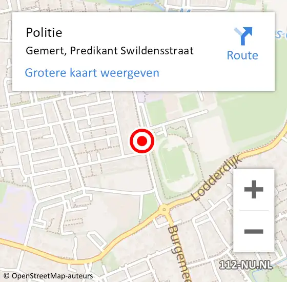 Locatie op kaart van de 112 melding: Politie Gemert, Predikant Swildensstraat op 13 november 2017 08:14
