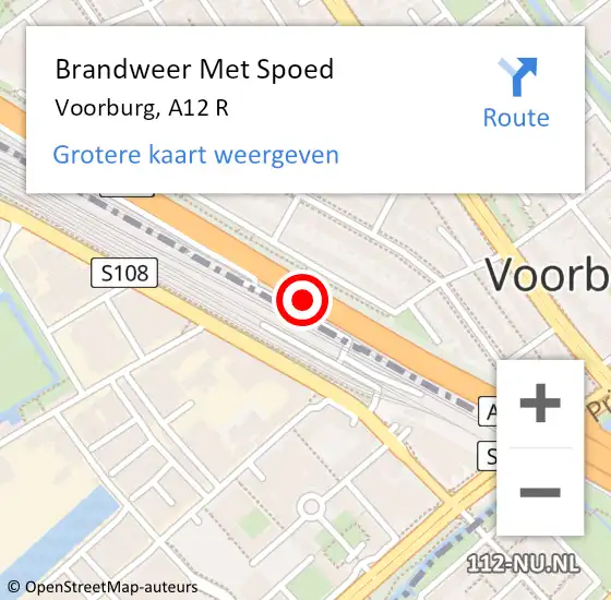 Locatie op kaart van de 112 melding: Brandweer Met Spoed Naar Voorburg, A12 R op 13 november 2017 08:29