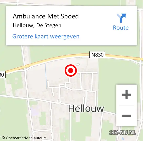 Locatie op kaart van de 112 melding: Ambulance Met Spoed Naar Hellouw, De Stegen op 13 november 2017 09:42