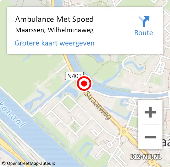 Locatie op kaart van de 112 melding: Ambulance Met Spoed Naar Maarssen, Wilhelminaweg op 13 november 2017 10:17