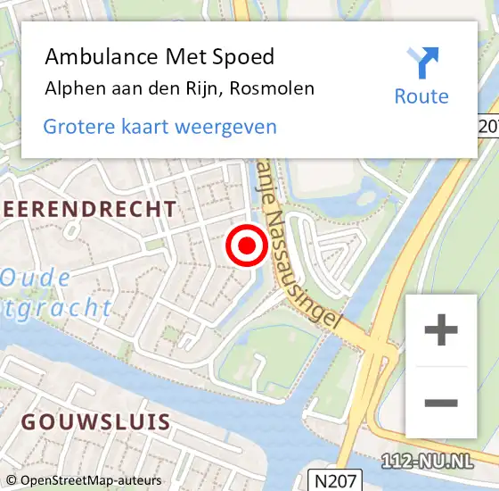Locatie op kaart van de 112 melding: Ambulance Met Spoed Naar Alphen aan den Rijn, Rosmolen op 13 november 2017 10:22