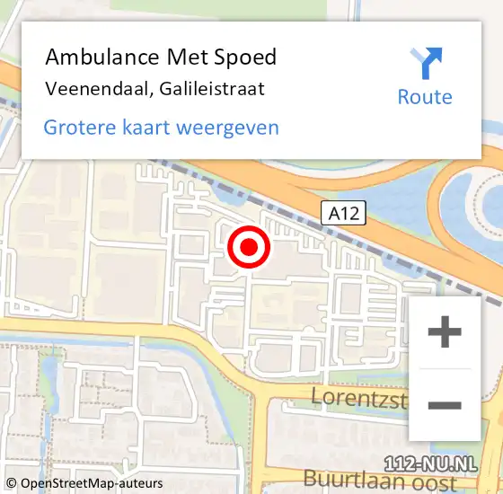 Locatie op kaart van de 112 melding: Ambulance Met Spoed Naar Veenendaal, Galileistraat op 13 november 2017 11:06