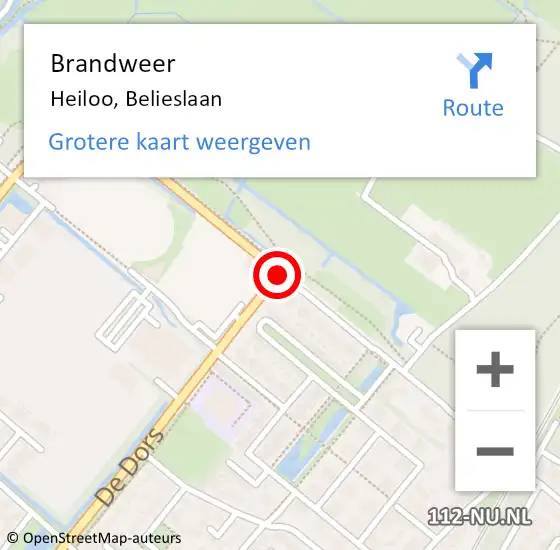 Locatie op kaart van de 112 melding: Brandweer Heiloo, Belieslaan op 13 november 2017 11:10