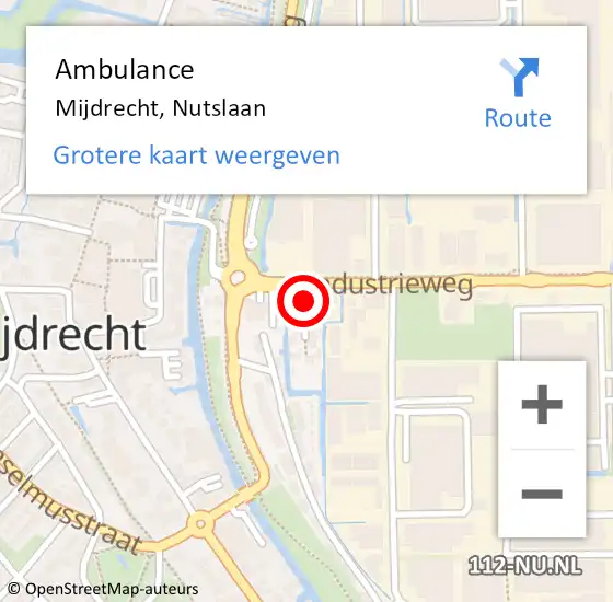 Locatie op kaart van de 112 melding: Ambulance Mijdrecht, Nutslaan op 13 november 2017 11:26