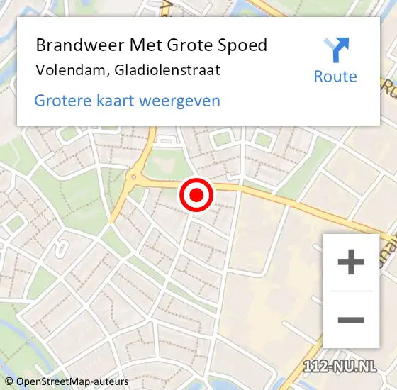 Locatie op kaart van de 112 melding: Brandweer Met Grote Spoed Naar Volendam, Gladiolenstraat op 13 november 2017 12:30