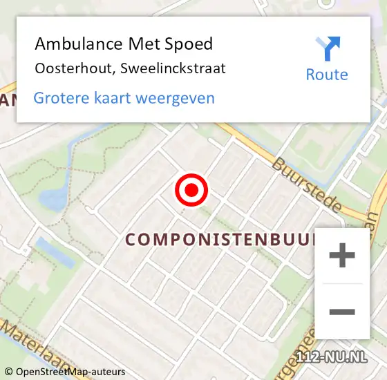 Locatie op kaart van de 112 melding: Ambulance Met Spoed Naar Oosterhout, Sweelinckstraat op 13 november 2017 12:41