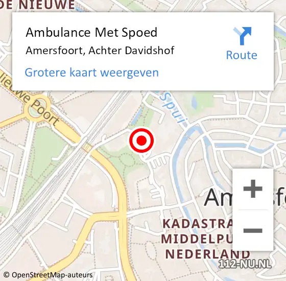Locatie op kaart van de 112 melding: Ambulance Met Spoed Naar Amersfoort, Achter Davidshof op 13 november 2017 12:53