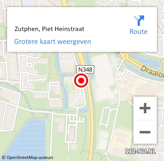 Locatie op kaart van de 112 melding:  Zutphen, Piet Heinstraat op 13 november 2017 13:07