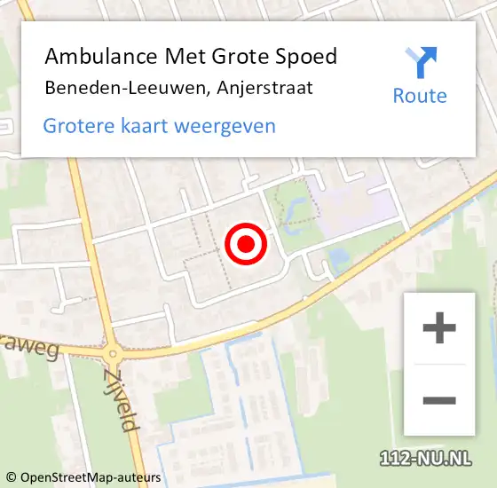 Locatie op kaart van de 112 melding: Ambulance Met Grote Spoed Naar Beneden-Leeuwen, Anjerstraat op 13 november 2017 13:37