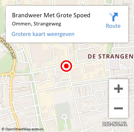 Locatie op kaart van de 112 melding: Brandweer Met Grote Spoed Naar Ommen, Strangeweg op 13 november 2017 13:46