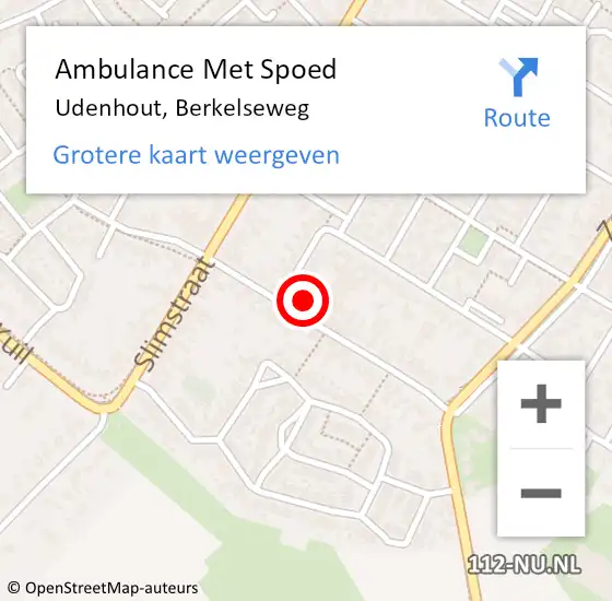 Locatie op kaart van de 112 melding: Ambulance Met Spoed Naar Udenhout, Berkelseweg op 13 november 2017 14:00