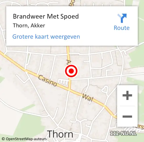 Locatie op kaart van de 112 melding: Brandweer Met Spoed Naar Thorn, Akker op 13 november 2017 14:04