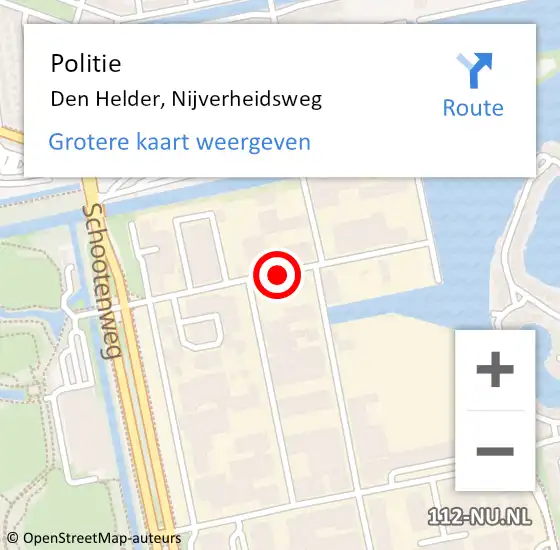 Locatie op kaart van de 112 melding: Politie Den Helder, Nijverheidsweg op 13 november 2017 14:06