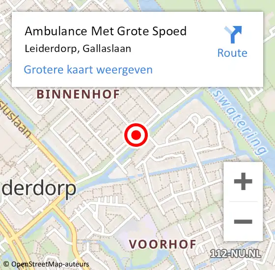 Locatie op kaart van de 112 melding: Ambulance Met Grote Spoed Naar Leiderdorp, Gallaslaan op 13 november 2017 14:45