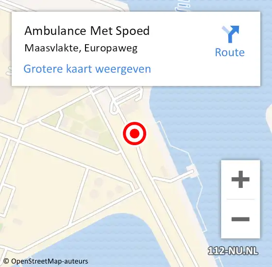 Locatie op kaart van de 112 melding: Ambulance Met Spoed Naar Maasvlakte, Europaweg op 13 november 2017 15:10