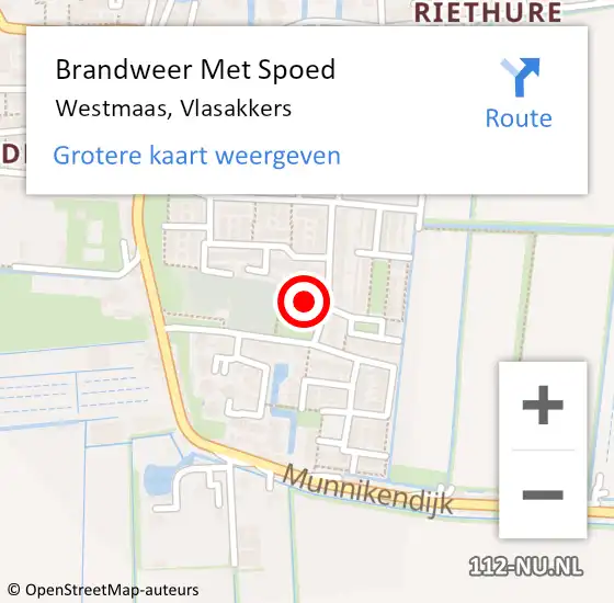 Locatie op kaart van de 112 melding: Brandweer Met Spoed Naar Westmaas, Vlasakkers op 13 november 2017 15:18