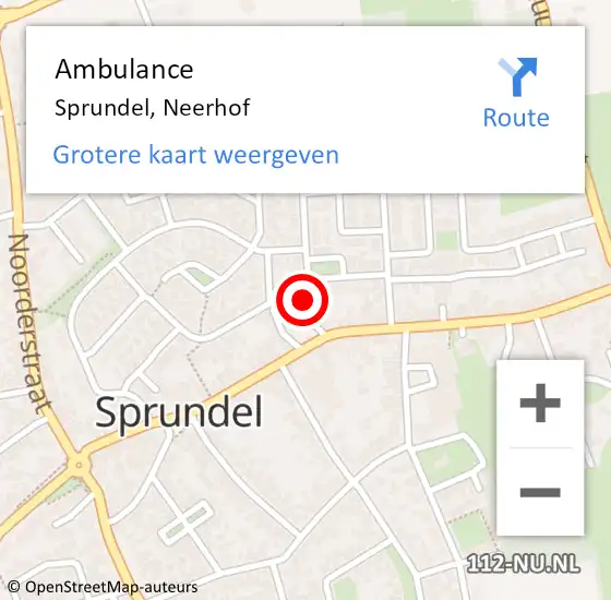 Locatie op kaart van de 112 melding: Ambulance Sprundel, Neerhof op 13 november 2017 15:46